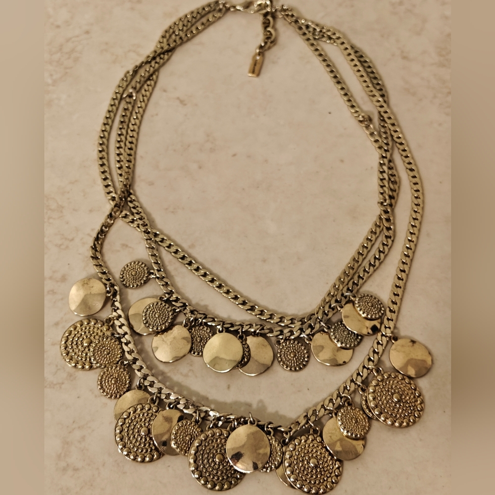 BaubleBar Gold Tone Layered Chains & Coins Necklace